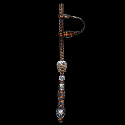 Clover Solitair Headstall w/floral buckles