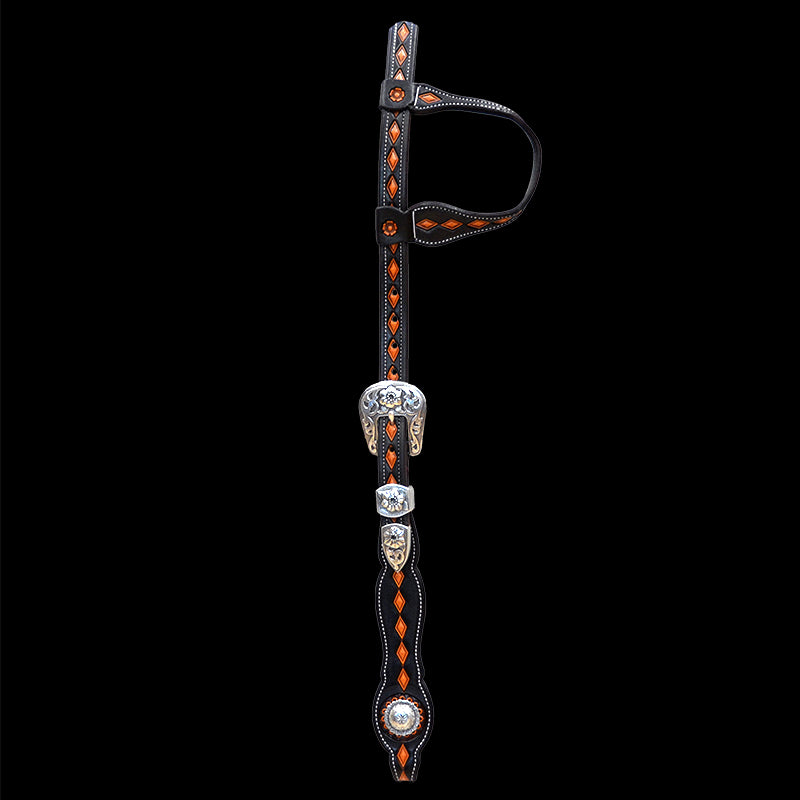 Diamond Headstall w/Floral buckles