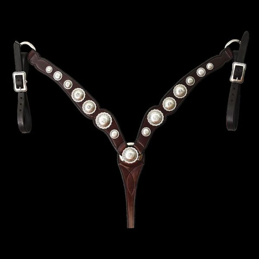 SHAPED BORDEAUX BREAST COLLAR WITH PICO CONCHOS