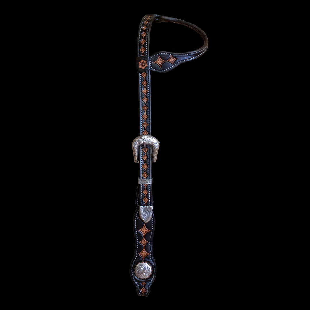 Clover Solitair Headstall w/floral buckles