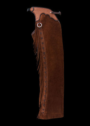 Dark Rust Shotgun Chaps with Double Weave Belt