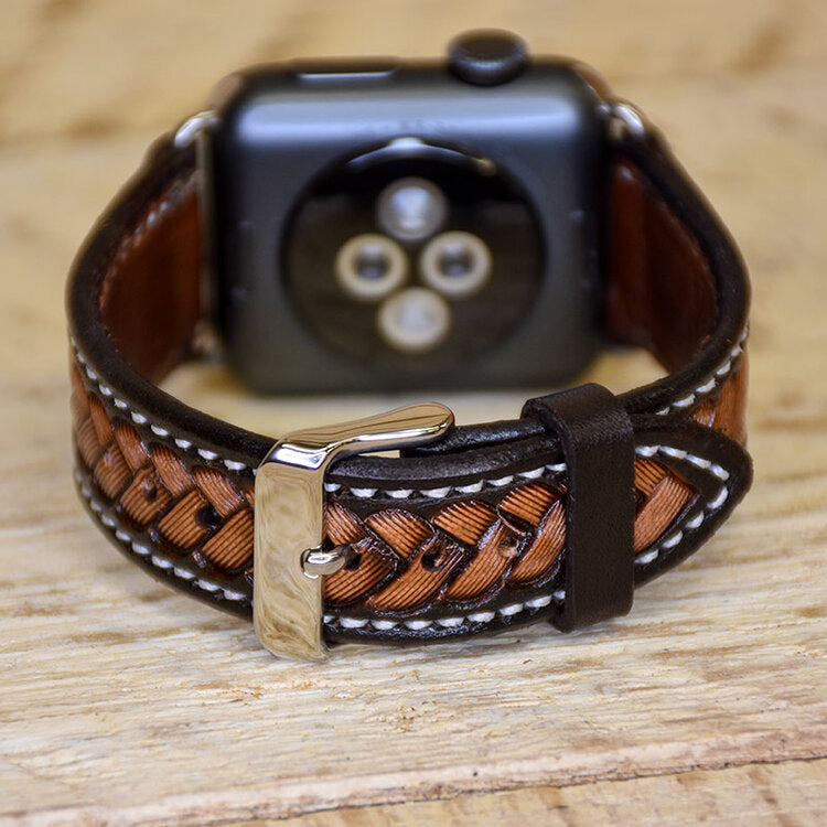 Custom tooled leather shop apple watch bands